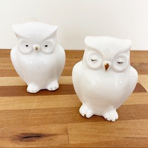 Vintage White & Gold Owls Salt & Pepper Shakers